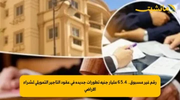 رقم غير مسبوق.. 65.4 مليار جنيه تطورات جديدة في عقود التأجير التمويلي لشراء الأراضي